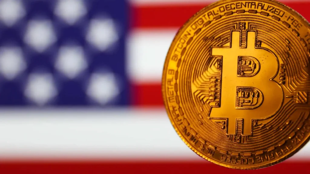 bitcoin with USA flag